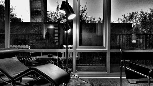 View of buildings through window