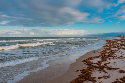 Scenic view of beach against sky