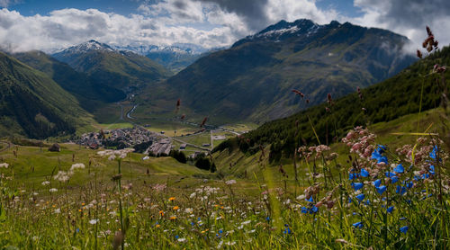 Scenic view of mountains against sky