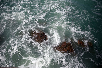 High angle view of sea waves