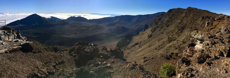 Scenic view of mountains against clear sky