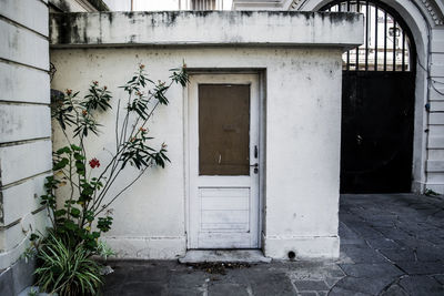 Closed door of house