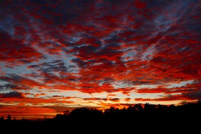 Low angle view of dramatic sky during sunset