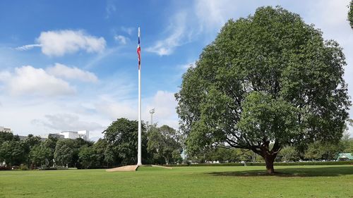 Scenic view of park against sky