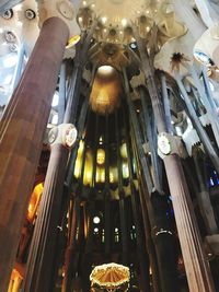 Low angle view of illuminated ceiling of cathedral