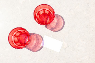 High angle view of medicines on table