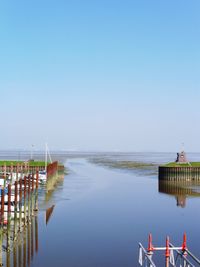 Scenic view of sea against clear sky