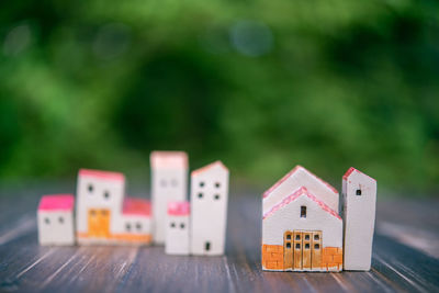 Close-up of toy blocks on table