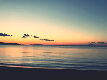 Scenic view of sea against sky at sunset