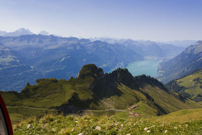 Scenic view of mountains against clear sky