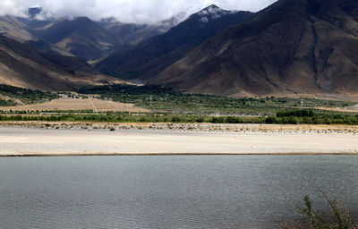 Scenic view of landscape against mountains