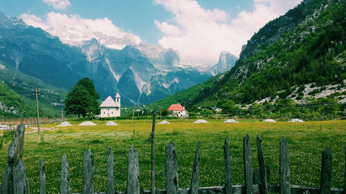 Scenic view of mountains against sky