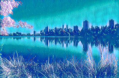 View of city at night