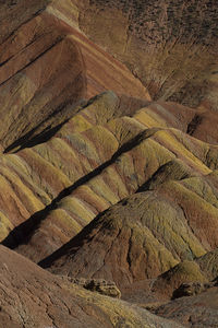 High angle view of rock formations on land