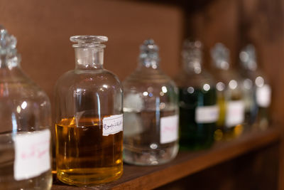 Close-up of bottles