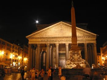 Illuminated temple at night