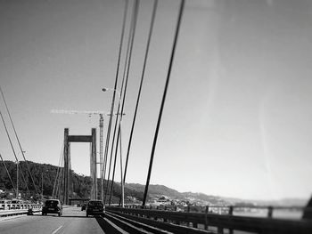 Suspension bridge over river