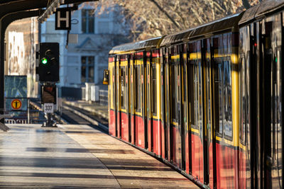 Train at railroad station platform