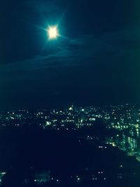 High angle view of blue sky at night