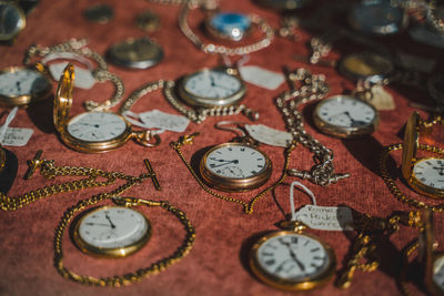 High angle view of clock on wall