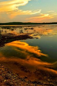 Scenic view of dramatic sky over beach