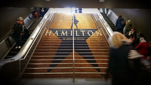 Low angle view of escalator