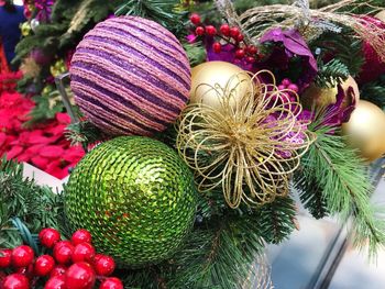 Close-up of christmas decorations