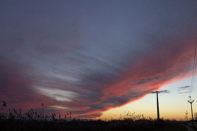 Scenic view of dramatic sky during sunset