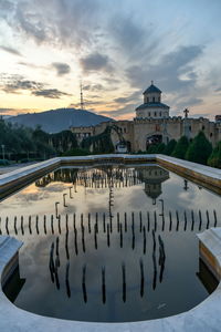 The holy trinity cathedral of tbilisi sameba and buildings in old tbilisi, republic of georgia