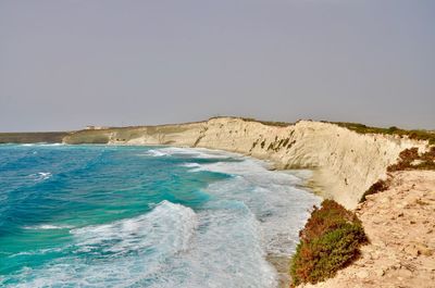 Scenic view of sea against clear sky