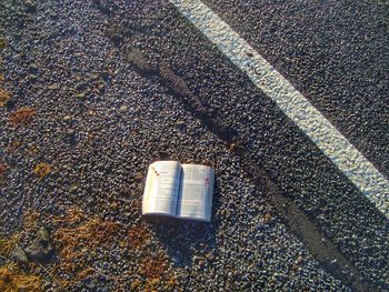 Close-up high angle view of camera