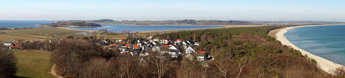 High angle view of beach against sky
