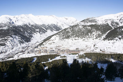 Snowy mountains in andorra