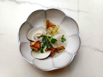 High angle view of food in plate