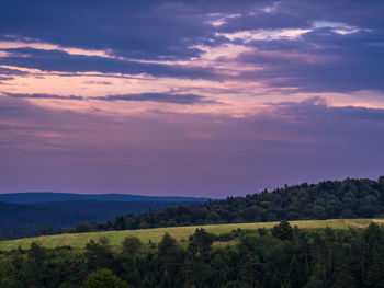 Scenic view of landscape against sky during sunset