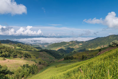 Scenic view of mountains against sky