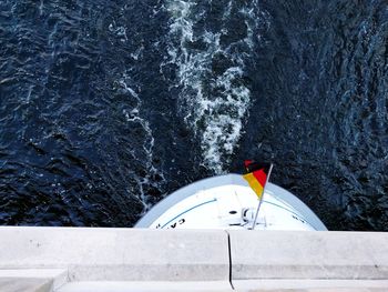 High angle view of boat in sea