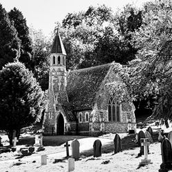 View of cemetery against the sky