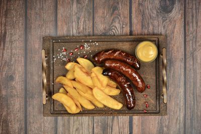 High angle view of food on table