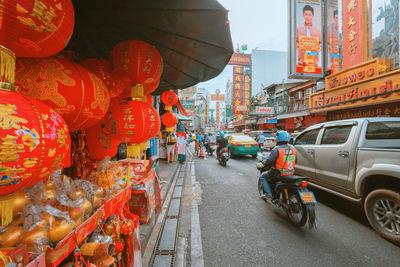 Vehicles on street in city