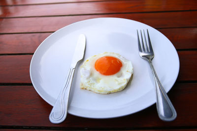 High angle view of breakfast served on table
