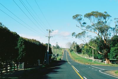 Road amidst trees against sky