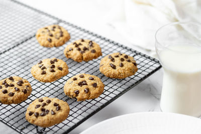 High angle view of cookies