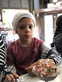 Portrait of cute girl with ice cream