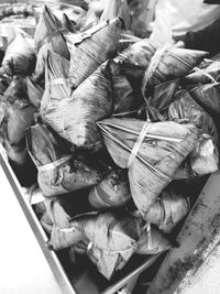 High angle view of vegetables for sale in market