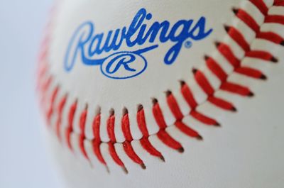 Close-up of red object over white background