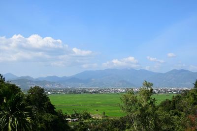 Scenic view of mountains against sky