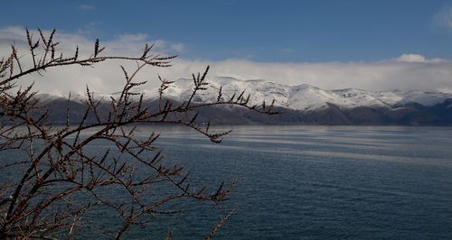 Scenic view of sea against sky during winter