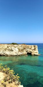 Scenic view of sea against clear sky