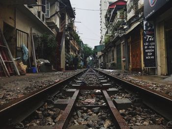 Railroad tracks against sky